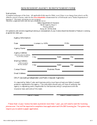 Document preview: Non-resident Agency Reinstatement Form - Idaho