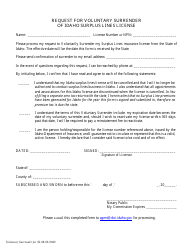 Document preview: Request for Voluntary Surrender of Idaho Surplus Lines License - Idaho