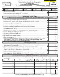 Document preview: Form 3800N Nebraska Incentives Credit Computation - Nebraska, 2021