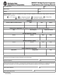 DOT Form 234-100 Wsdot Bridge/Tunnel Inspector Experience and Training Record - Washington