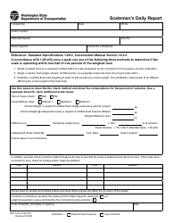 Document preview: DOT Form 422-027A Scaleman's Daily Report - Washington