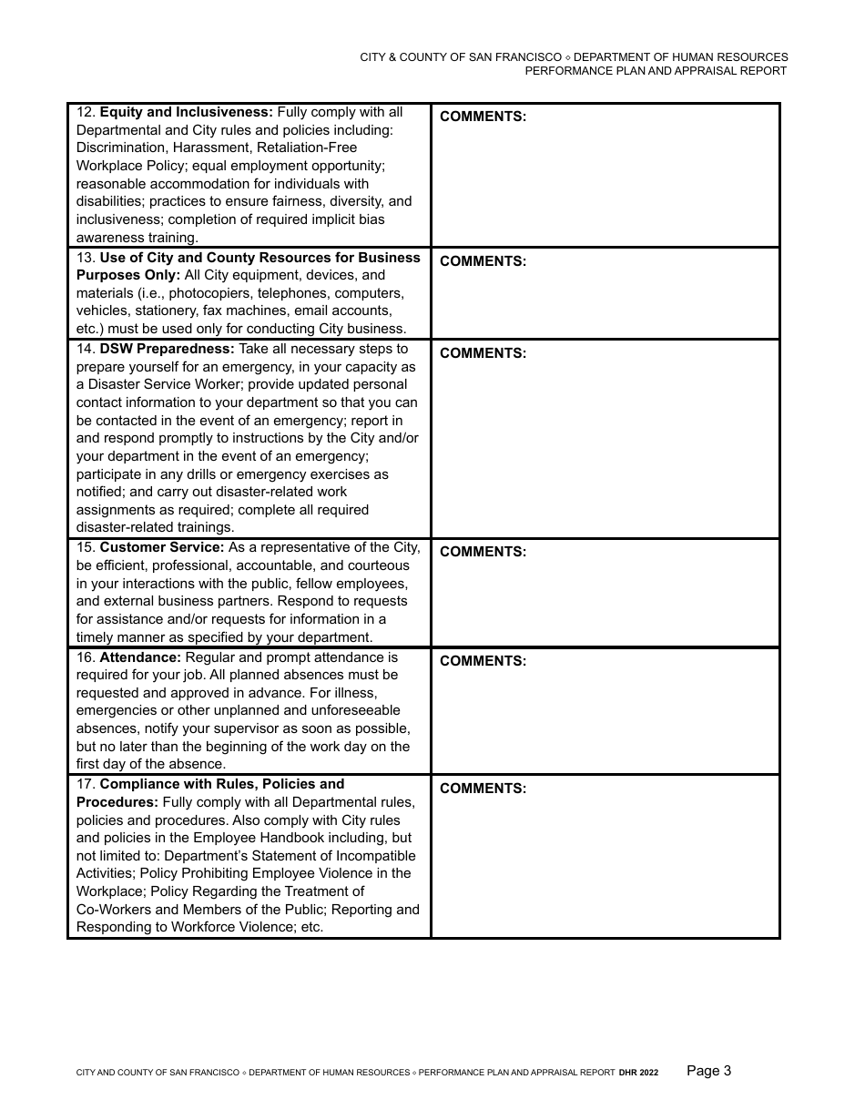 Performance Plan and Appraisal Report - City and County of San Francisco, California, Page 3