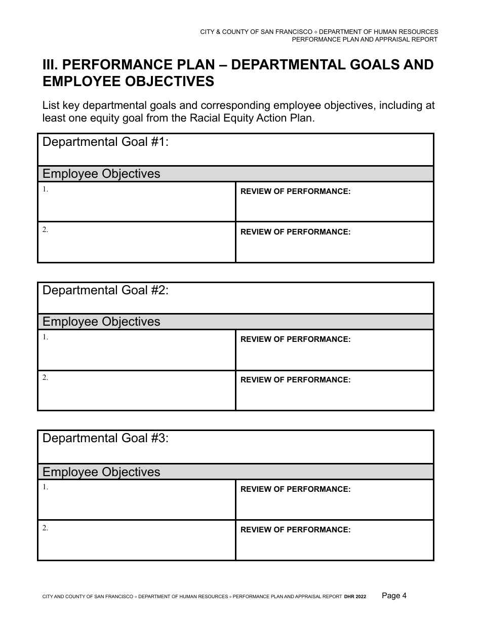 Performance Plan and Appraisal Report - City and County of San Francisco, California, Page 4