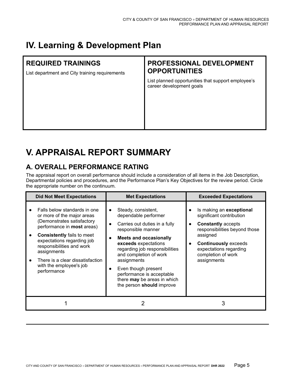 Performance Plan and Appraisal Report - City and County of San Francisco, California, Page 5