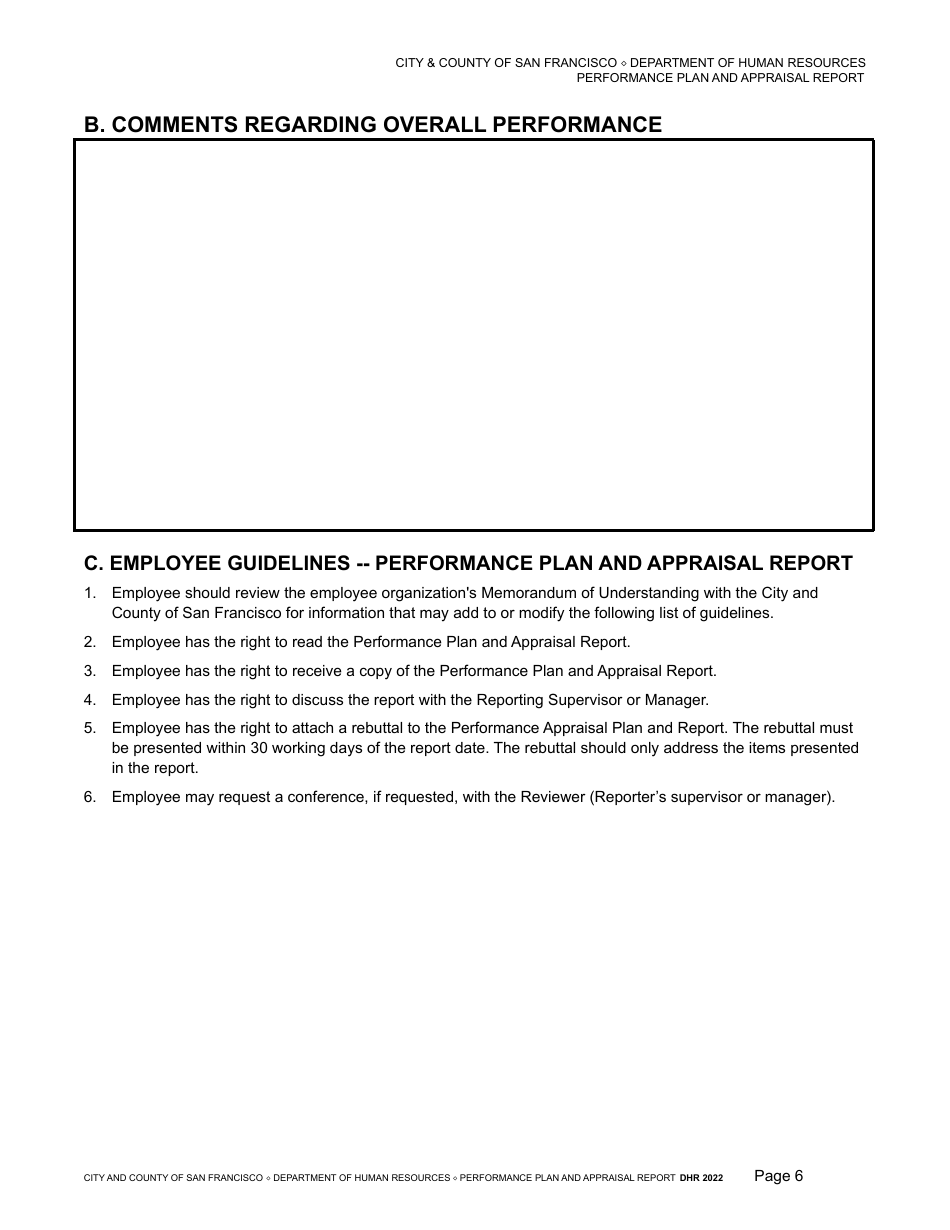 Performance Plan and Appraisal Report - City and County of San Francisco, California, Page 6