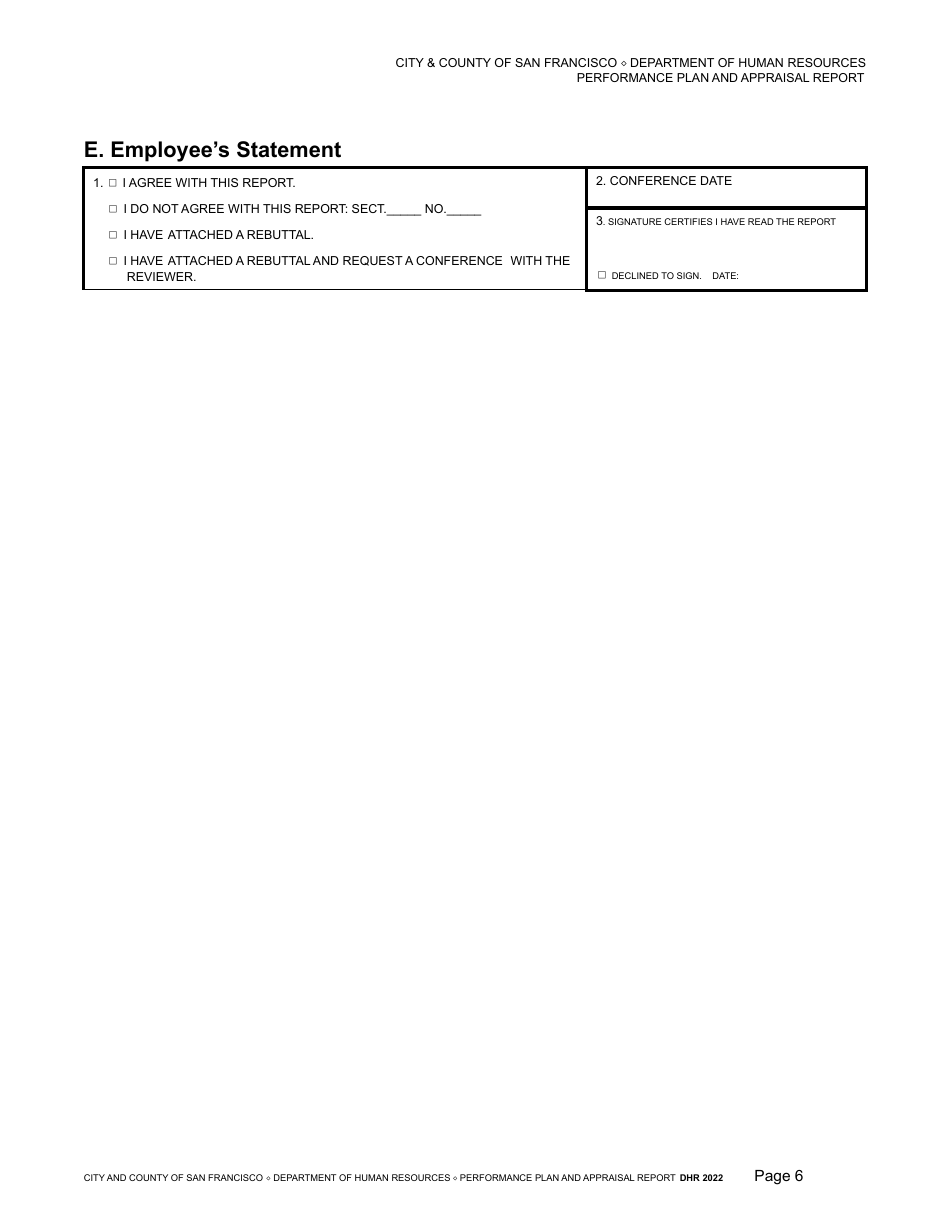 Performance Plan and Appraisal Report - City and County of San Francisco, California, Page 8
