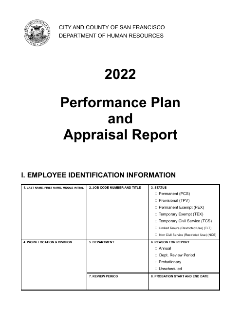 Performance Plan and Appraisal Report - City and County of San Francisco, California, 2022
