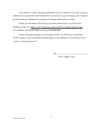Form A-05 Notice of Parental Rights to Provide Medical Information and Determine Access to Identifying Information - Pennsylvania, Page 2