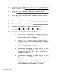 Form A-07 Petition to Register Foreign Adoption Decree Pursuant to 23 Pa. C.s. 2908 - Pennsylvania, Page 2