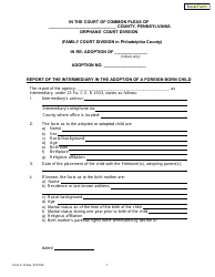 Document preview: Form A-10 Report of the Intermediary in the Adoption of a Foreign Born Child - Pennsylvania
