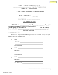 Document preview: Form A-11 Preliminary Decree - Pennsylvania