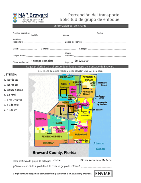 Percepcion Del Transporte Solicitud De Grupo De Enfoque - Broward County, Florida (Spanish) Download Pdf