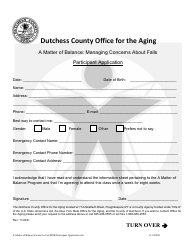 A Matter of Balance Participant Application - Dutchess County, New York, Page 2
