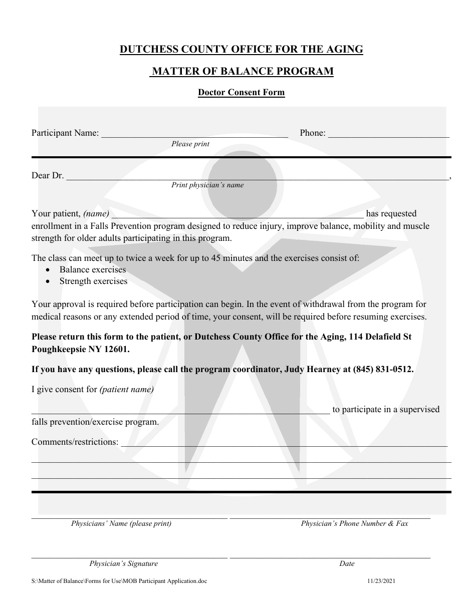 A Matter of Balance Participant Application - Dutchess County, New York, Page 4