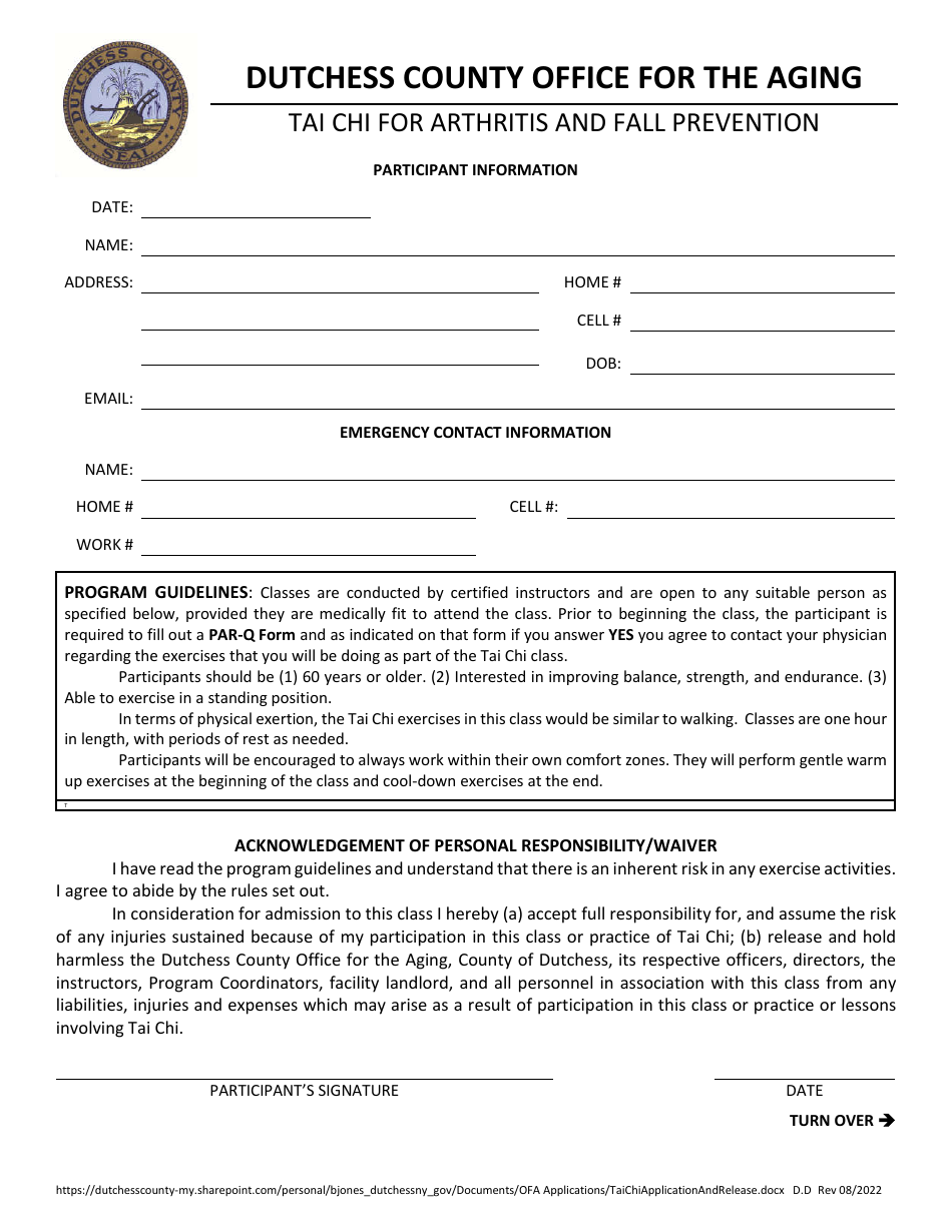 Tai Chi for Arthritis and Fall Prevention Application and Release - Dutchess County, New York, Page 2