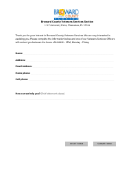 Document preview: Veterans Services Help Request Form - Broward County, Florida