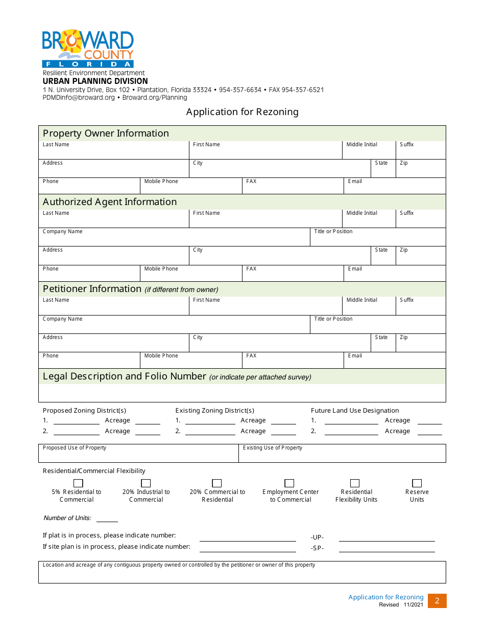 Broward County, Florida Application for Rezoning - Fill Out, Sign ...