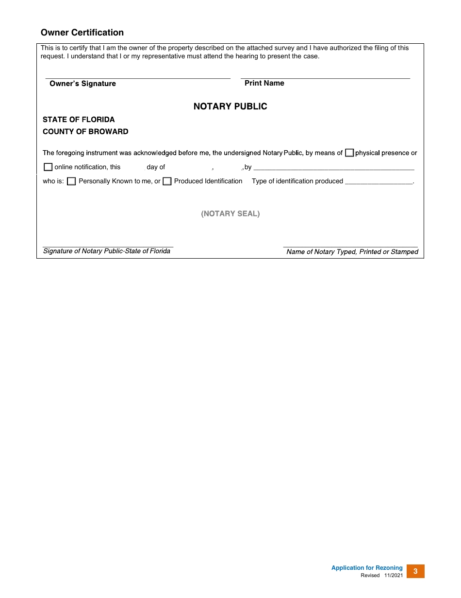 Application for Rezoning - Broward County, Florida, Page 3