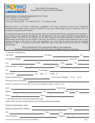 Document preview: Employment Discrimination Human Rights Complaint Questionnaire - Broward County, Florida