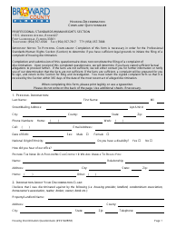 Housing Discrimination Complaint Questionnaire - Broward County, Florida