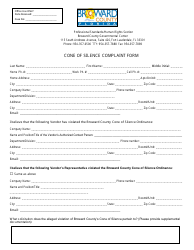 Document preview: Cone of Silence Complaint Form - Broward County, Florida