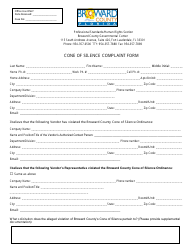 Cone of Silence Complaint Form - Broward County, Florida