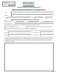 Whistle-Blower Retaliation Complaint Form - Broward County, Florida