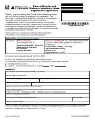 Document preview: Form FDE-653-006 Funeral Director and Embalmer Academic Intern Registration Application - Washington