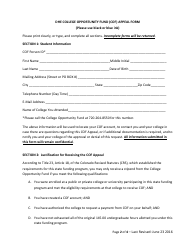 College Opportunity Fund Appeal Form - Colorado, Page 2