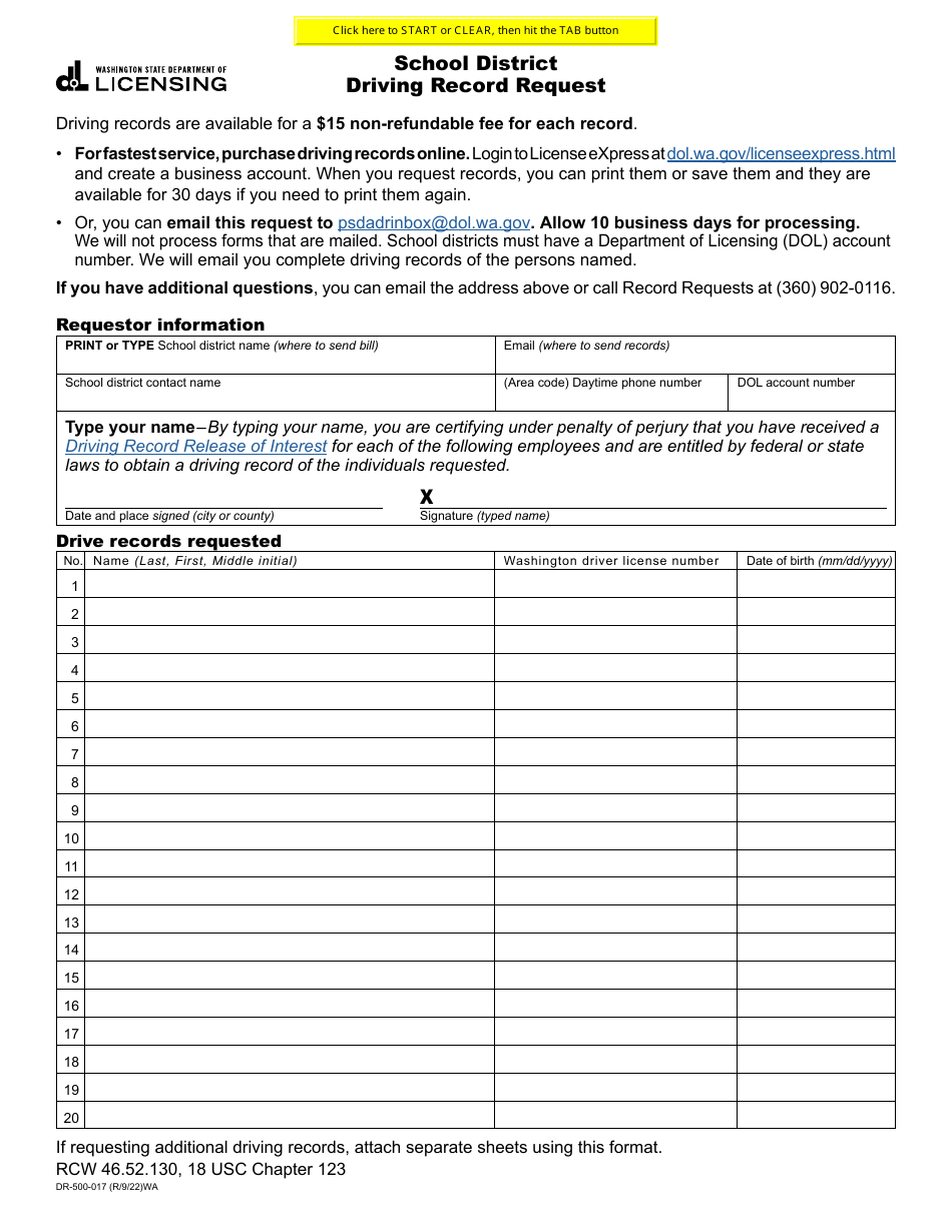 Form DR500017 Download Fillable PDF or Fill Online School District