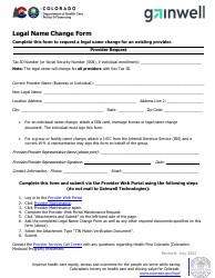 Legal Name Change Form - Colorado
