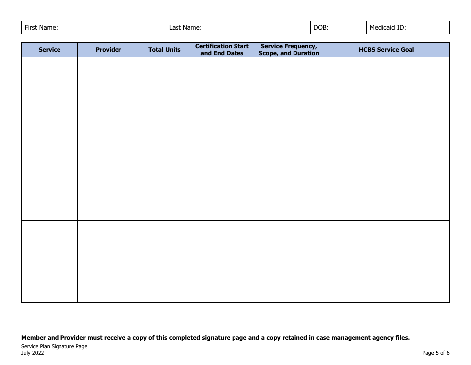 Service Plan Signature Page - Colorado, Page 5