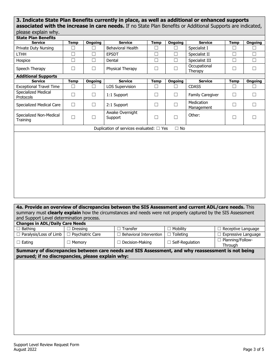 Support Level Review Request Form - Colorado, Page 3