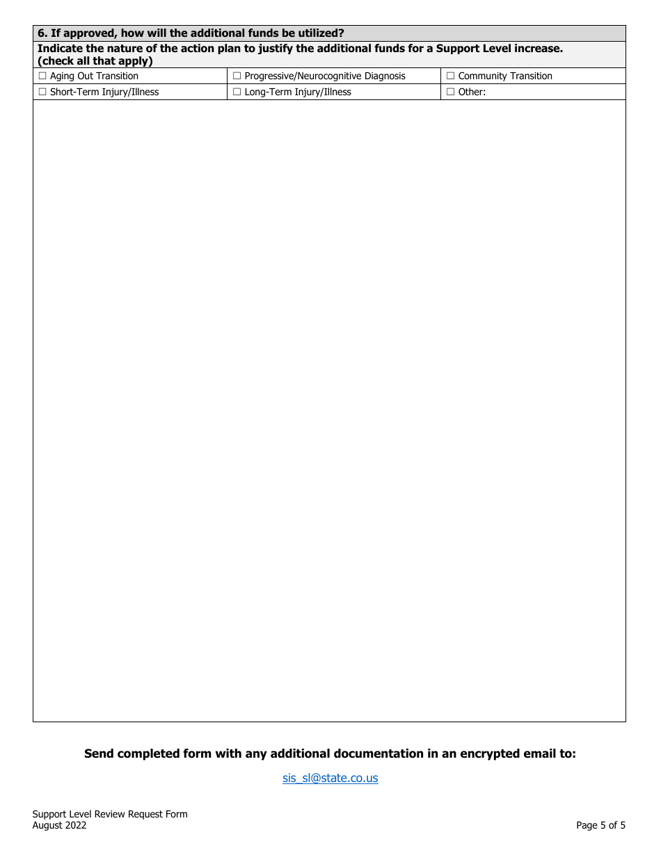 Support Level Review Request Form - Colorado, Page 5