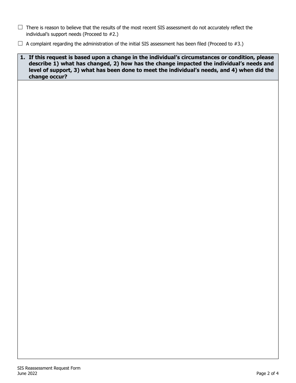 Request for Sis Reassessment - Colorado, Page 2