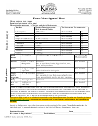 Document preview: Kansas Menu Approval Sheet - Kansas