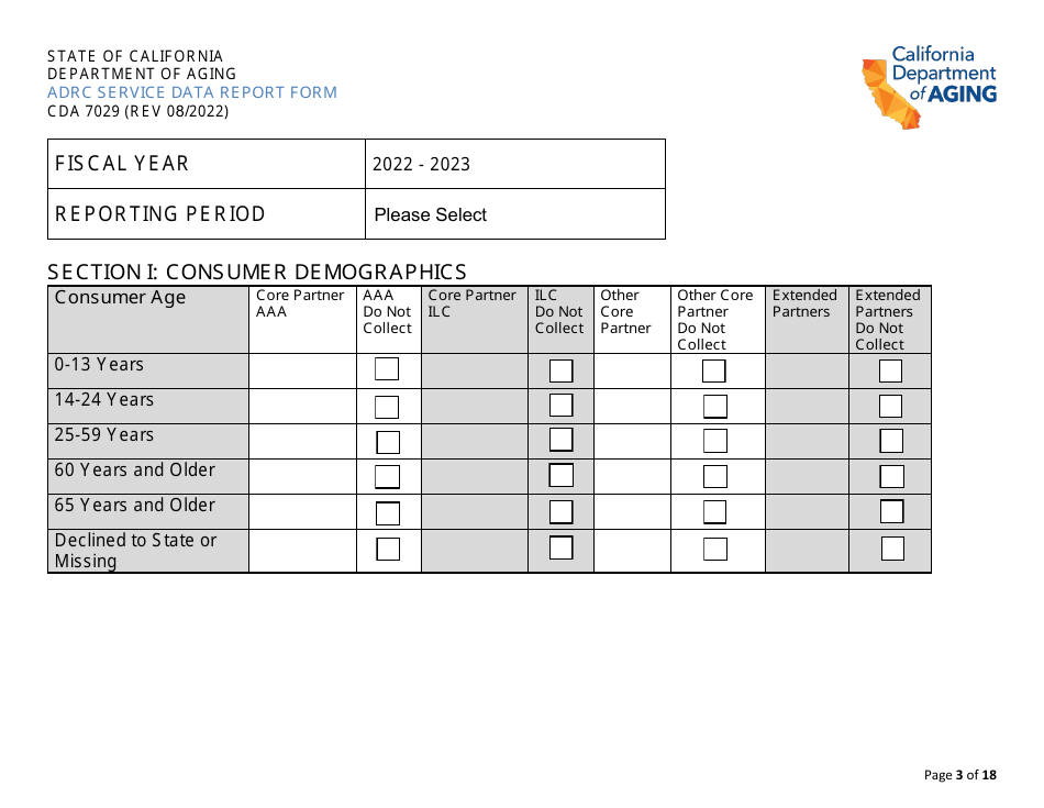 Form CDA7029 Adrc Service Data Report Form - California, Page 3