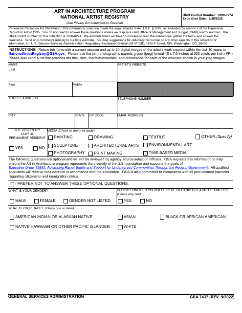 GSA Form 7437  Printable Pdf