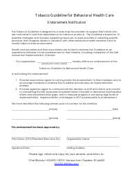 Document preview: Tobacco Guideline for Behavioral Health Care Endorsement Notification - Kansas