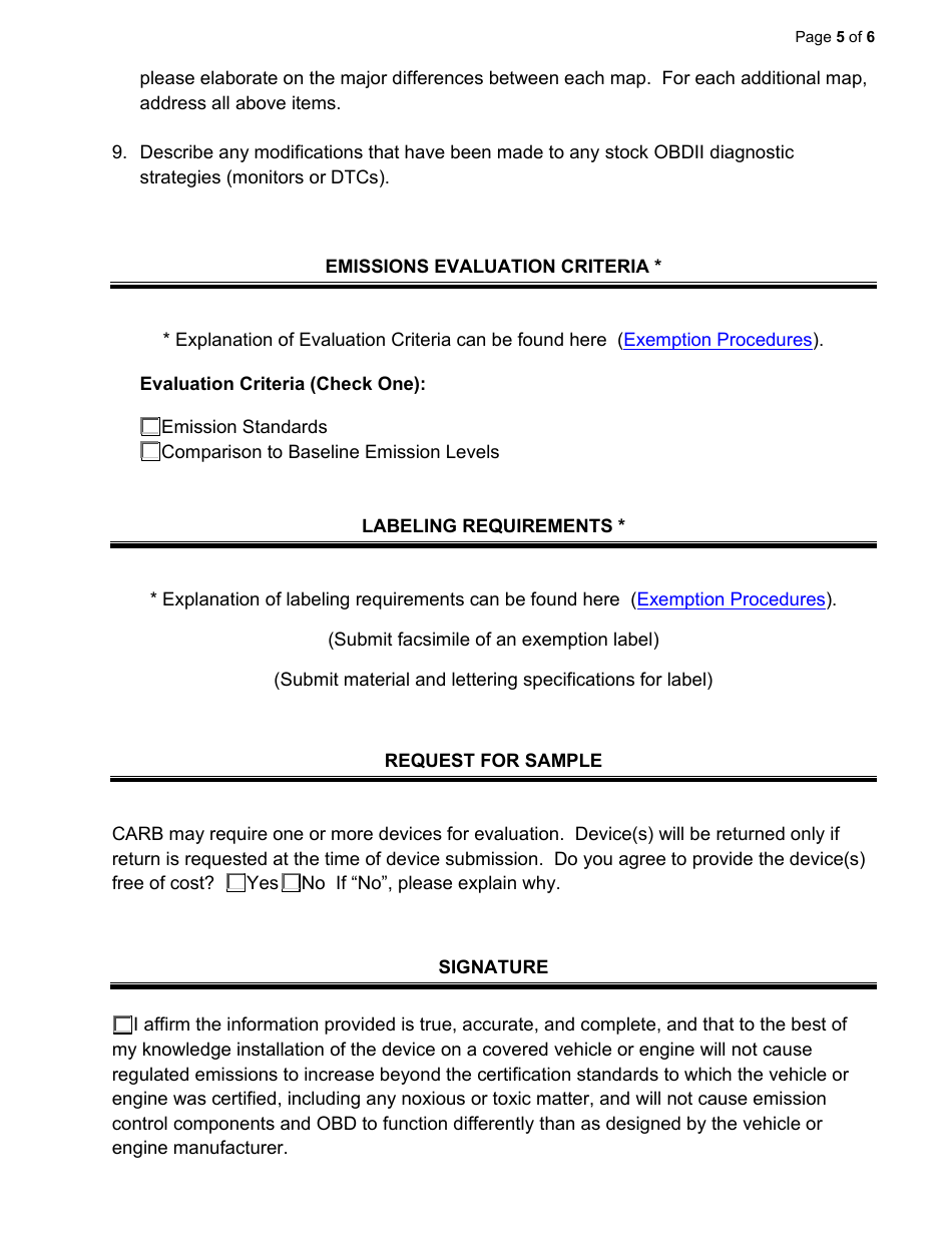 Exemption Application - Category Iii - Engine Control Module (Ecm) Programmers and / or Ecm Signal Modifications - California, Page 5