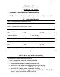 Exemption Application - Category IV - Fuel Tanks or Fuel Tank Modifications - California