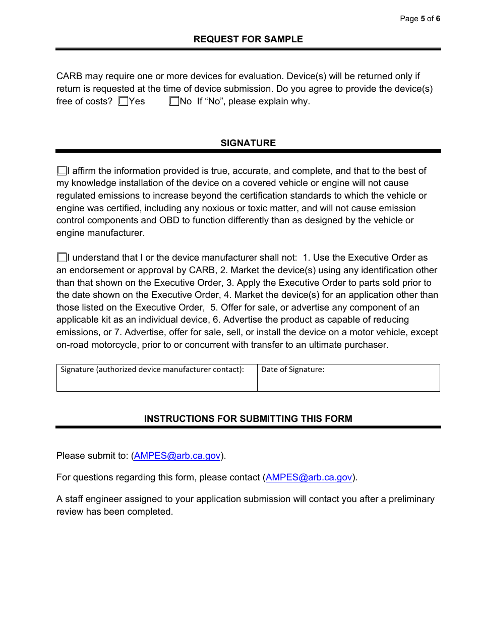 Exemption Application - Category IV - Fuel Tanks or Fuel Tank Modifications - California, Page 5