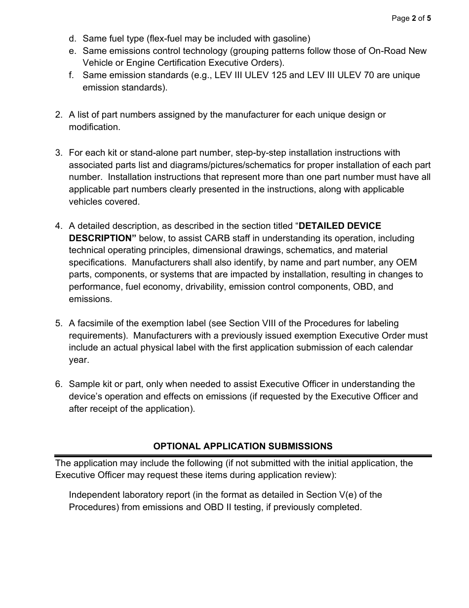 Exemption Application - Category V - Intercooler Kits, Intercooler Components or Modifications - California, Page 2