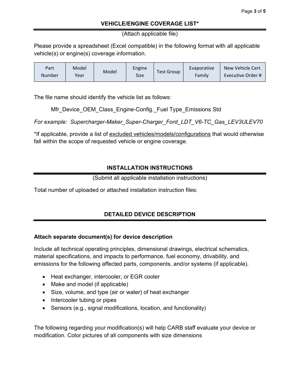 Exemption Application - Category V - Intercooler Kits, Intercooler Components or Modifications - California, Page 3