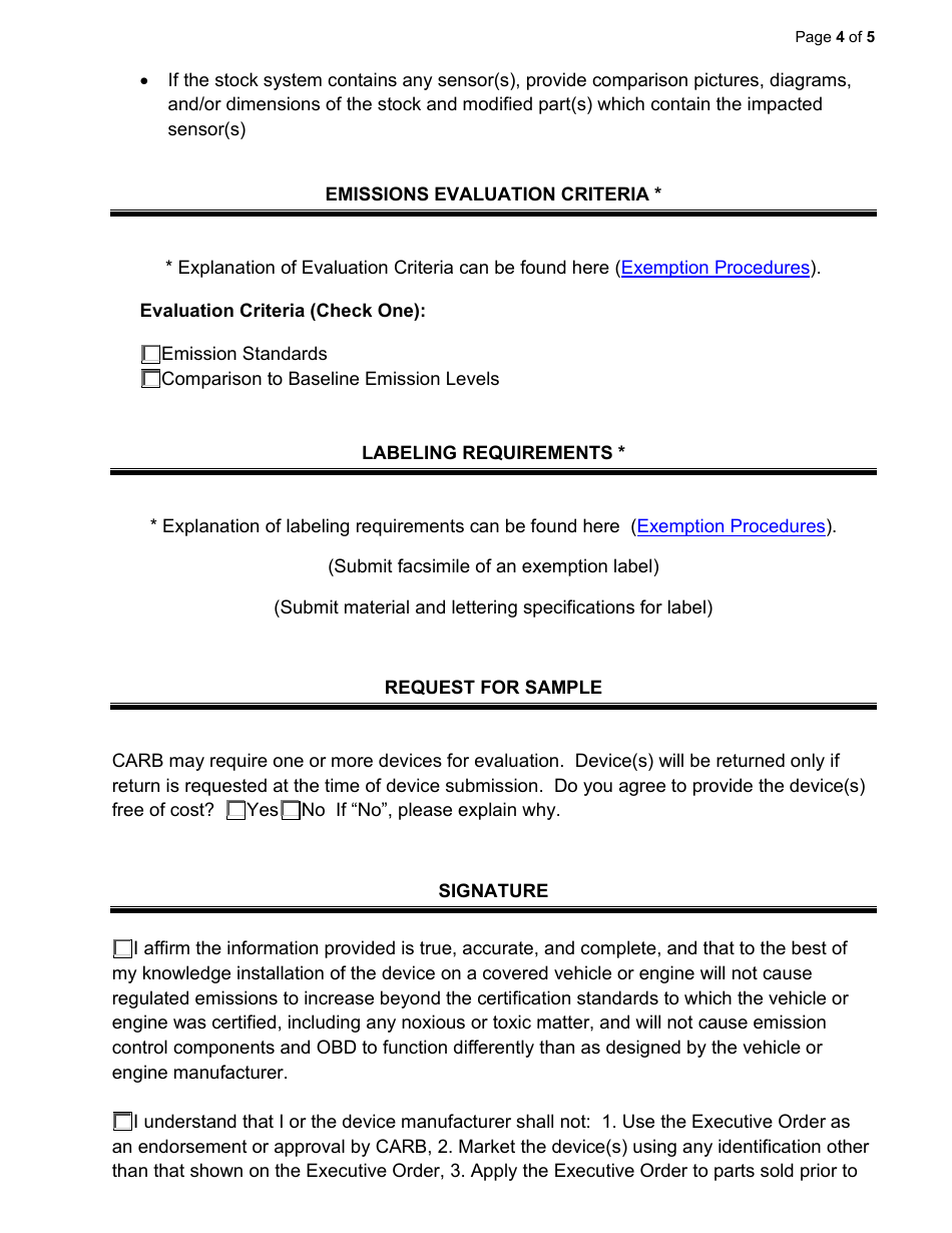Exemption Application - Category V - Intercooler Kits, Intercooler Components or Modifications - California, Page 4