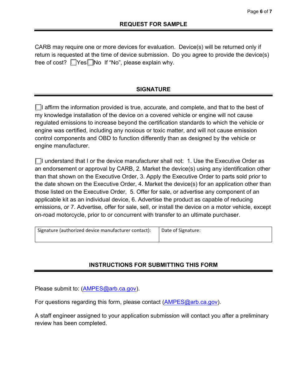 Exemption Application - Category VI - Supercharger and Turbocharger Kits or Modifications - California, Page 6
