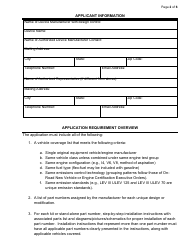 Exemption Application - Category VIII - Other Categorized Parts - California, Page 2