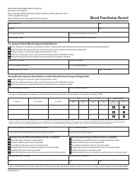 Document preview: Form DOH-5209 Blood Transfusion Record - New York