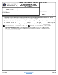 Form SVW Complaint for Voluntary Withdrawal of Land From the Registration System - Massachusetts