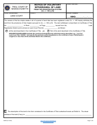 Form ORWD Notice of Voluntary Withdrawal of Land From the Registration System - Massachusetts